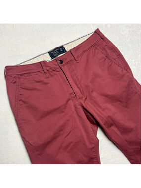 Men's Abercrombie & Fitch Red Maroon Langdon Slim Stretch Chinos 32x30